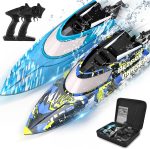 BEZGAR TX2P1,2 Packs 30 KPH RC Boats with Suitcase for Kids | 2 Packs 30 KPH High Speed; Portable Storage Suitcase; Remote control boats for Pools & Lakes - Image 2
