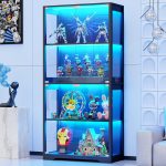 BROTTAR Display Cabinet with Glass Doors, 4-Tier Display Case, Black | Curio Cabinet with 3 Color Lights for Collectibles, Storage Cabinets with Human Body Sensor - Image 2