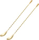 Bar Spoon Cocktail Mixing Stirrers, 2Pcs, 12” Long Handle, Gold | 18/8 Stainless Steel, Long Drink Spoons, for Stirring Coffee & Cocktails - Image 2