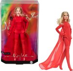 Barbie Signature Doll, Kylie Minogue Posable Collectible in “Padam Padam” Music Video Outfit with Red Bodysuit, Chiffon Cape and Lace-Up Boots - Image 2