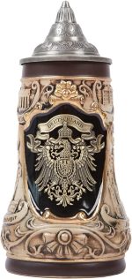 Beer Stein Mug German Oktoberfest Tankard Birthday Gift 0.9 Liter | Ceramic Bavarian Viking Mugs with Eagle Medallion Pewter Lid, Collectible Home Bar Holiday Decor for Man Husband Father - Image 2