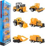 BenRich 6Pcs Mini Die Cast Car 1/64 Scale Construction Truck Vehicle Toy | Dump, Excavator, Forklift, Road Roller, Bulldozer, Mixer Alloy Model Toys for Kids Boys Girls Age 3-12 Year Birthday Present - Image 2
