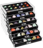 Bfttlity Acrylic Rock Display Case, 108 Grids Rock Collection Box for Kids | Clear Collection Display Cases for Stones Collectibles Gemstone Crystals Storage - Image 2