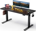 Black 60x28 in Electric Standing Desk, 1 Inch Thick Tabletop | Double Beam Frame, Holds 220lbs, Sit Stand, 3 Memory Height Adjustment, Extra Deep Table Top, Black Frame - Image 2