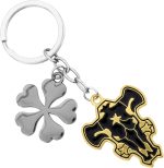 Black Clover Anime Keychains with Five-Leaf Clover & Black Bulls Charms, Premium Anime Merch & Gifts - Image 2