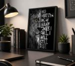 Black Floating Framed Inspirational Black White Lion Canvas Wall Art, Motivational Animal Poster Print Artwork, Positive Quotes Decor Picture, Encouragement Decor for Man, Home Decoration, 8x10in - Image 2