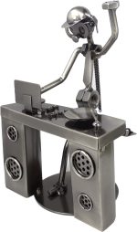 Broadway Gift Disc Jockey Figurine - Metal Spinner DJ Statue | Hand Crafted Silver Tone Steampunk Musician Decor for DJ's & Heavy Rock Music Fans - Image 2