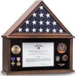 Burial Flag Display Case Wooden Walnut Finish for 5x9.5 Military Flag | Wooden frame,transparent real glass,walnut finish,wall desktop use,for military flag medal certificate display - Image 2