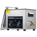 CREWORKS 10L Ultrasonic Washing Machine - 240W Parts Cleaner with Knobs | 2.6 gal Stainless Tank with Drain & Basket, 240W Ultrasonic 300W Heater, Dual Knobs Control for Metal Auto Parts Engine - Image 2
