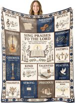 Christian Bible Verse Throw Blanket – Musical Gifts for Choir, Music Lovers | Musical Religious Flannel Polyester Blanket, Gifts for Choir, Music Lovers, Teachers, Students, Women & Men, 50x60Inch - Image 2