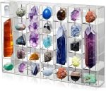 Cinnvoice Rock Display Case 35 Grids,Transparent Border, Square | Adjustable Acrylic Display Case, Crystal Organizer for Collectible, with Built-in Mirrored, Magnetic Door, Wall Mount - Image 2