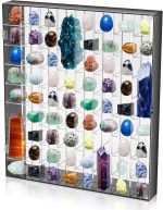 Cinnvoice Rock Display Case 72 Grids,Black Border,Square | Adjustable Acrylic Display Case, Crystal Organizer for Collectible, with Built-in Mirrored, Magnetic Door, Wall Mount - Image 2