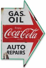 Coca-Cola Auto Shop Metal Sign | Gas, Oil, Auto Repairs Distressed Metal Wall Decor for Garage, Car Shop, or Man Cave - Image 2