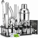 Cocktail Shaker Set, 18-Piece Bartender Kit with Acrylic Stand, 18/8 Stainless Steel Bar Set with Martini Shaker, Jigger, Muddler & Recipe Book for Home Bar - Image 2