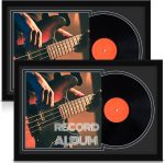 Colingmill 2 Pcs Vinyl Record Display Frame 16x22 Inches Double Groove Record Album Frame and 12.5×12.5 Inch Album Cover Art for Wall Mounting Home Decor (Black Matting) - Image 2
