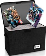 Comic Book Storage Box 15.8" X 7.8" X 11.8", Collapsible Holds 160-180 Comic Book Organizer Heavy Duty Bin Container Holder Shelf (Black) - Image 2