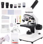 Compound Microscope, 2000x Magnification, with Smartphone Adapter, Slide Set, Dual LED Illumination System, Adult Microscope, Suitable for Beginners and Laboratory use (Monocular Microscope) - Image 2