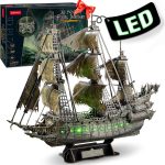 CubicFun Flying Dutchman 3D Pirate Ship Puzzle with Green LEDs, 360 Pieces | 360-Piece Flying Dutchman Pirate Ship with Green LED Display-Ready 3D PuzzleS for Adults, Home Decor Gifts Christmas - Image 2