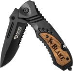 Custom Engraved Pocket Knife for Men, Camping & Hunting | 3.25" Stainless Steel Blade, Built-in Rope Cutter, Can Opener, and Glass Breaker Add Emergency and Survival Functionality - Image 2
