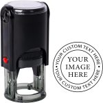 Custom Logo Stamps Self Inking - Personalized Business Logo Text Stamp - Personalized Image Self-Inking Stamper for Office - 4 Sizes - 5 Ink Color Options (Logo) - Image 2