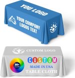Custom Table Cloth with Business Logo 4/5/6/8FT Personalized Tablecloth Custom Table Cover with Logo for Tradeshow Corporate Events,Vendor Booths (4FT) - Image 2