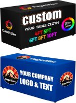 Custom Table Cloth with Business Logo 4FT/5FT/6FT/8FT/10FT,Custom Tablecloth for Tradeshow Events Birthday Wedding Anniversary Personalized Fitted Table Cover (4FT Open Back) - Image 2