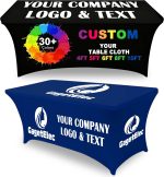 Customized Tablecloth 4FT 5FT 6FT 8FT 10FT CostomTablecloth with Business Logo for Tradeshow Events Birthday Wedding Anniversary (4FT Open Back) - Image 2