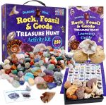 DANCING BEAR Rock, Mineral & Geodes Treasure Hunt Activity Kit (250 Pc Set) Real Shark Teeth Fossils, ID Sheet & Rock Book, STEM - Image 2