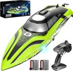 DEERC 14-Inch High Speed RC Boat, 20+ MPH, Auto Self-Righting, 2 Batteries | Fast Remote Control Boat for Pool & Lake, 493FT Control Range, LED Lights, 2.4GHz Full Proportional, Water Toy Gift - Image 2
