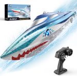 DEERC High-Speed RC Boat, 20+ MPH, Fast Remote Control Shark Racing Boat | Full Proportional, 2.4GHz Speedboat with LED Lights, Lake & Pool Water Toys for Adults & Kids - Image 2