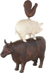 Deco 79 Polystone Farm Animals Decorative Sculpture Stacked Home Decor Statue, Accent Figurine 10" x 3" x 14", Brown - Image 2