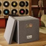Decorative Vinyl Record Storage Box for 50+ Single Records - LP Holder | Sturdy and Easy to Carry Crate with Lid - The Perfect Storage for Your Valuable Album Collection - Image 2