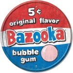 Desperate Enterprises Bazooka 5 Cents Round Aluminum Sign with Embossed Edge - Nostalgic Vintage Metal Wall Decor - Made in USA - Image 2