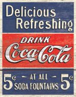 Desperate Enterprises Coca-Cola Delicious 5 Cents Tin Sign - Nostalgic Vintage Metal Wall Decor - Made in USA - Image 2