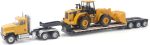 Diecast Masters | 1:87 Scale Cat CT681 Day Cab Tractor with Lowboy Trailer and Cat 950G Wheel Loader | Model 84418 - Image 2