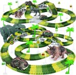 Dinosaur Toys, Create A Dinosaur World Road Race, Dinosaur Track Toys | Flexible Track Playset, 2 pcs Cool Dinosaur Car, Dinosaur Race Car Track for 3 4 5 6 Year & Up Old Boy Girls Best Gift - Image 2