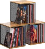 Dmevkic 3 Cube Vinyl Record Storage | DIY Stackable 120-150 Records Visualize Album Storage Record Storage Crate - Image 2