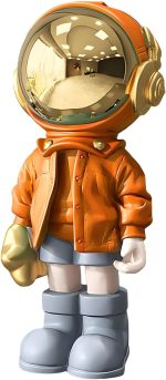 Dosker Astronaut Statue, Spaceman Sculpture Polyresin Figurine Orange | Figurine Ornament Room Decor for Men,Home and Crafts Desktop Accessories Tabletop Decoration, Living Room, Office, Bookshelf - Image 2