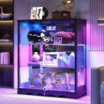 Dystler 39" Display Cabinet with Glass Doors, RGB Lights, Lock & 3-Tier | Tempered Glass Curio Cabinet, Motion Sensor Lighting, Adjustable Shelves, USB Type-C Charging Hub for Figures & Collectibles - Image 2