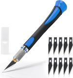 EHDIS Precision Hobby Knife Set Utility Craft Knife Kit with 10PCS Blades for Art, Working-Stencil, Scoring, Scrapbooking, Architecture Modeling, Crafting-Blue - Image 2