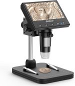 Elikliv Coin Microscope, 4.3'' LCD Digital Microscope 1000x, Coin Magnifier with 8 Adjustable LED Lights, PC View Compatible with Windows/Mac, EDM4B, Black - Image 2
