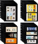 Elsjoy 20 Sheets 40 Pages Stamp Album Pages, 9-Hole Stamp Collection Inserts Double Sided Stamp Pages for Stamp Album Binder, Stamp Collecting Album Sheets for Stamp Display, 4 Mixed Sizes, Black - Image 2