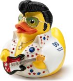 Elvis Duck Figurine, White Jumpsuit Design with Rhinestones, Decorative Collectible, 3.14 x 3.14 x 2.75 inches - Image 2