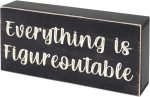 Esur Home Office Desk Black Decor - Inspirational Farmhouse Wooden Box Sign - Everything is Figureoutable - Image 2