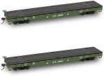 Evemodel C8741U 2pcs HO Scale 1:87 52' Flat Car Flatbed Transporter U.S.Army 52ft Model Train Container Carriage Freight Car - Image 2