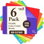 Extra Thick Flexible Plastic Cutting Board Mats, Set of 6 for Kitchen, BPA Free, Non-Slip Waffle Back, Dishwasher Safe Cutting Boards, Color Coded with Food Icons, 15x12 Inch - Cooler Kitchen - Image 2