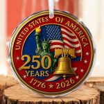 FLAGWIX 250 Anniversary USA Merchandise - Glass Christmas Ornaments 2026 | 250 Years American Anniversary Ornament, Christmas 4th of July Memorial Day Decorations Gifts, American 250 Liberty Gift - Image 2