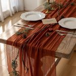 Fall Table Runner Terracotta Cheesecloth 120 Inch Party Home Decorations | For Thanksgiving Friendsgiving Wedding Bridal Shower Baby Shower Engagement Party Rustic Boho Autumn Home Decor - Image 2
