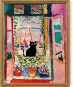 Fantasy Artists Henri Matisse Cat Wall Art, Framed Open Window Black Cat Canvas Poster Prints, Abstract Aesthetic Wall Decors for Living Room, Oil Paintings for Room Bathroom Decorations 8" X 10" - Image 2