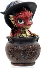Fantasy Red Dragon Statue with Witch Hat, Mini Resin Dragon Figurine | Desk Bookshelf Ornament, Unique Birthday Gift, Children's Day Gift for Family and Friends - Image 2